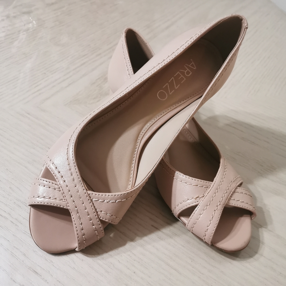 Arezzo Open Toe Block Heels